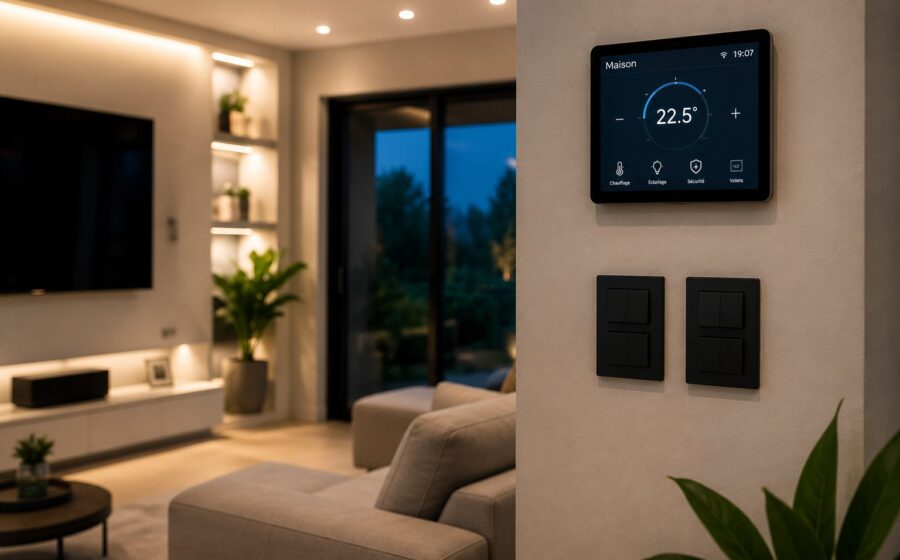 Intérieur moderne avec éclairage piloté